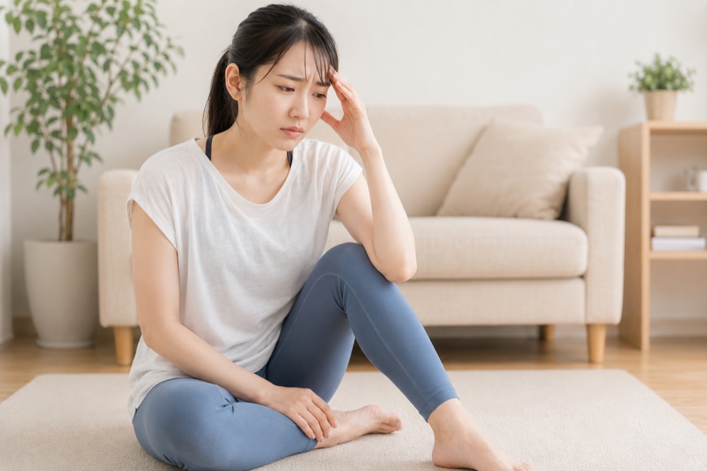姿勢の悩みを抱える女性